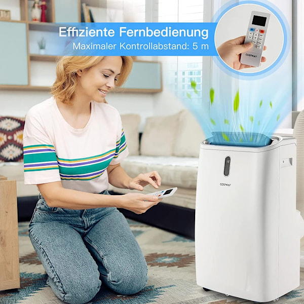 5 i 1 luftkonditionering 14000 BTU Värme & Kyla & Fläkt & Avfuktning Bärbar luftkonditionering för 40 ㎡ 44,5 x 39 x 77 cm Vit