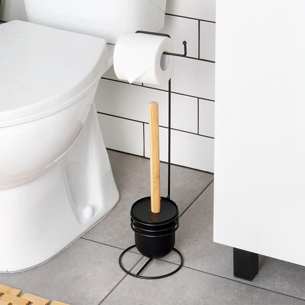 WC-paperiteline ja harjasetti, musta, 53 cm