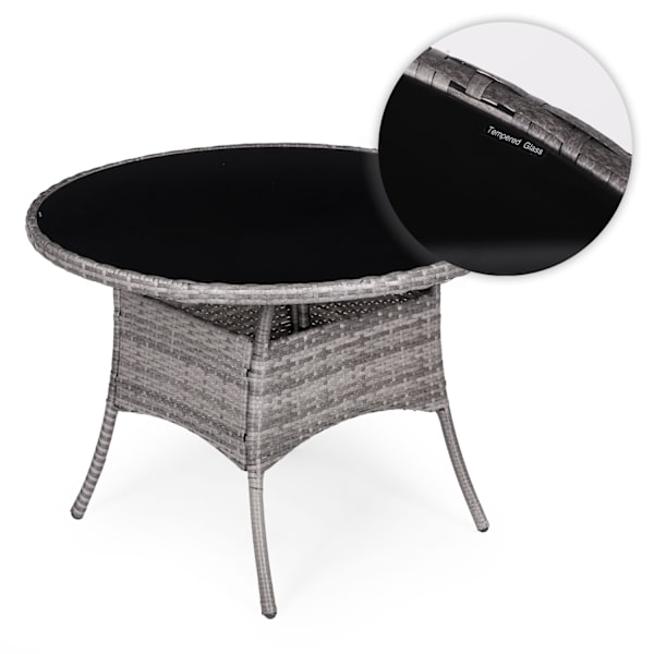 Trädgårdsmöbelset med rottingliknande finish – 4 stolar + Round Table MultiGarden