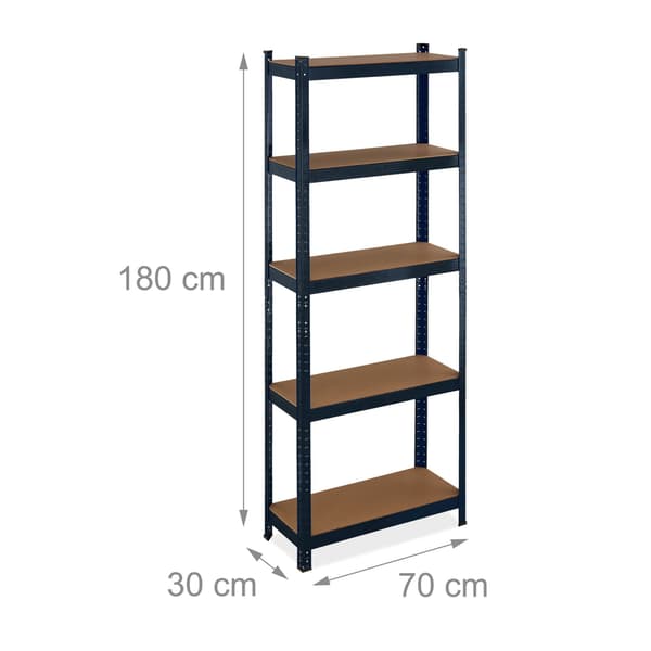 Sorte robuste hylder med 5 niveauer
