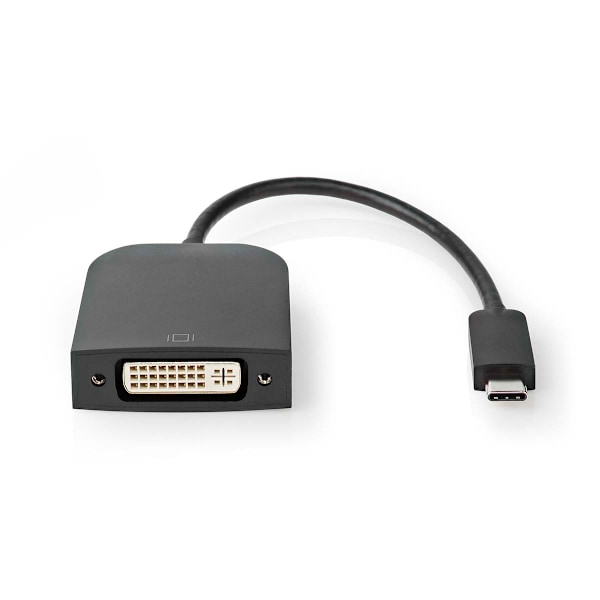 USB-C™ Adapter | USB 3.2 Gen 1 | USB-C™ Han | DVI-D 24+1-Pins Hun | 1080p | 0.20 m | Runde | Nikkelplateret | PVC | Sort | Box