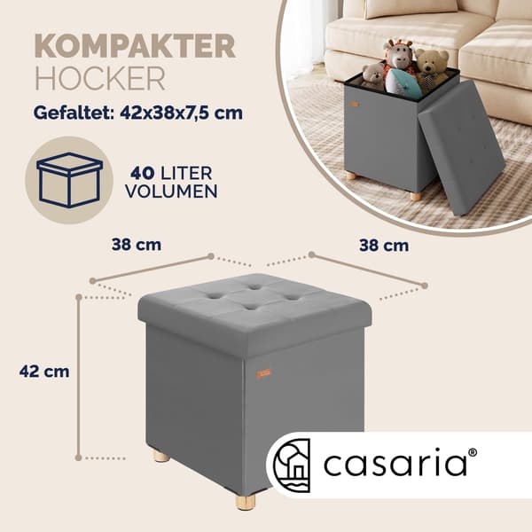 Pall antracit sammet 42x38x38cm hopfällbar