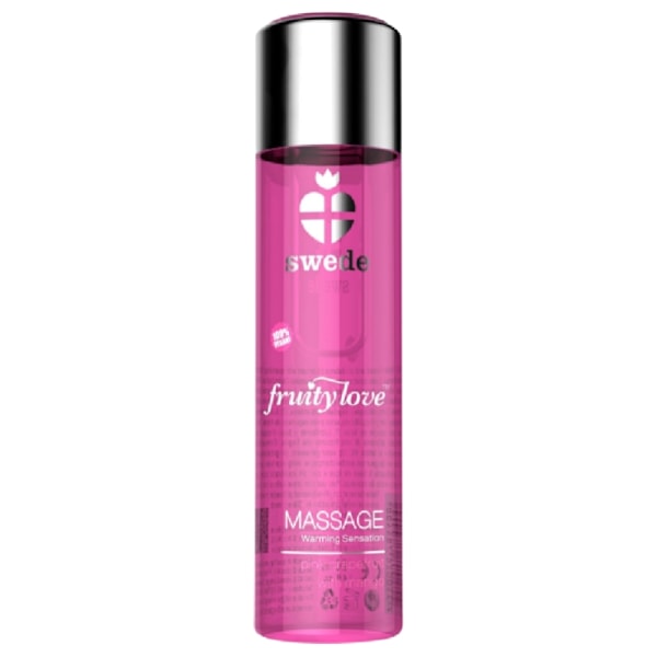 Swede - Fruity Love lämmittävä hierontaöljy vaaleanpunainen vadelma ja raparperi 120 ml