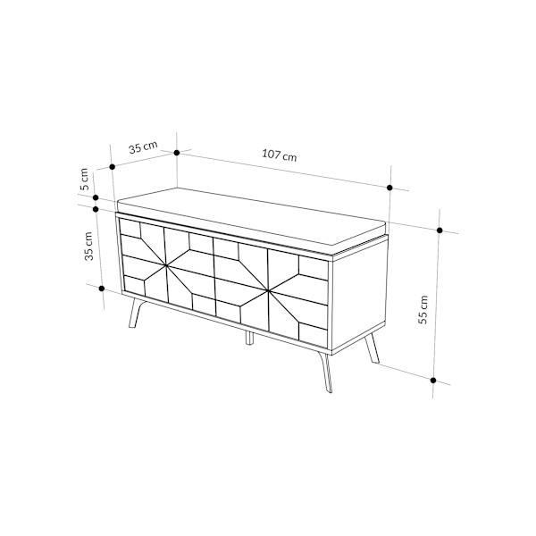 Skoskåp Dune Bench - Lätt Mocka