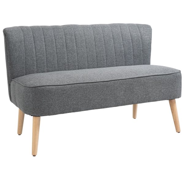2-Istuttava Kangassohva Verhoiltu Sohva Istuin Lounge Sohva Puuvaahto Vaaleanharmaa 117 X 56,5 X 77 Cm