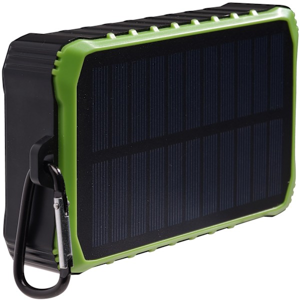 PowerBank 10.000 mAh Solcell Vev Svart/Grön