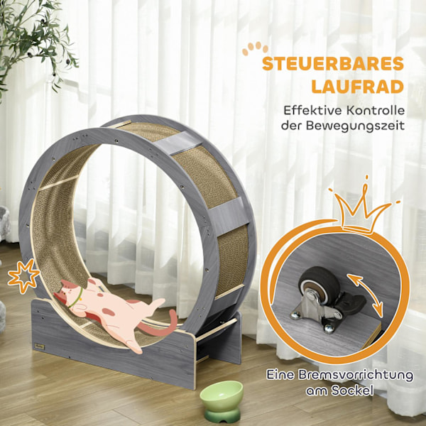 Cat Balance Bike kissoille 91 cm jarrulla, raaputuslautalla, kissapyörällä terveelliseen harjoitteluun, rentoutumiseen, harmaa