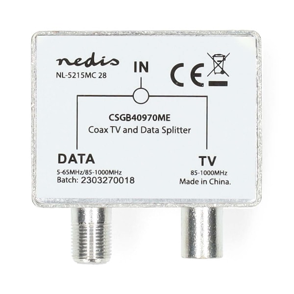 Satelliitti- ja antenni-sovitin | F naaras / IEC (Coax) Uros | IEC (Coax) Naaras | Niklattu | 75 Ohm | Suora | Metalli | Hopea / Metalli | 1 kpl | Laa
