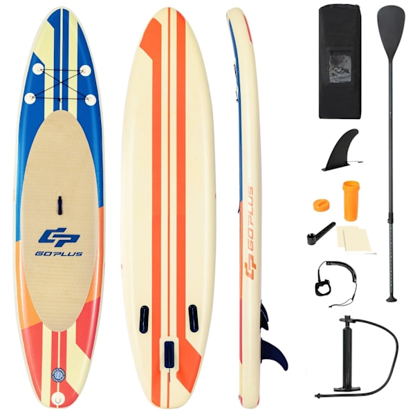 Uppblåsbar Paddle Board Båt Stand-Up Surfbräda 335 x 76 x 15 cm Randmönster Färgglad
