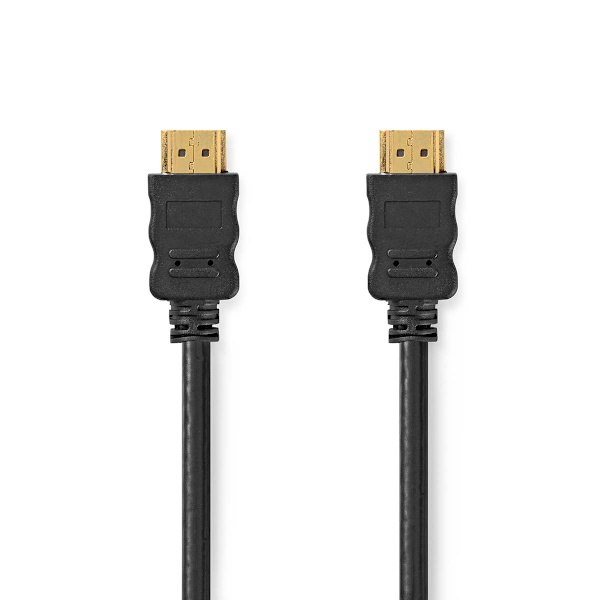 High Speed ​​HDMI ™ kabel med Ethernet | HDMI™ Stik | HDMI™ Stik | 4K@60Hz | ARC | 18 Gbps | 1.00 m | Runde | PVC | Sort | Label