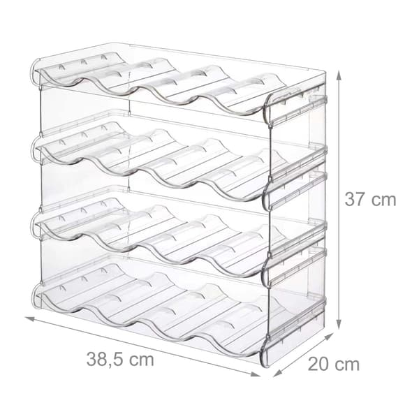 Pinottava pulloteline – 16 pulloa, 4 tasoa, läpinäkyvä