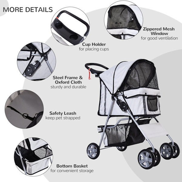 Dog Buggy Hopea, Lemmikkien Rattaiden Lenkkeilyvaunu, Kevyt Ja Kokoontaitettava, Liikkeellä