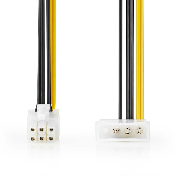 Sisäinen Virtakaapeli | Molex uros | PCI Express uros | Kullattu | 0.20 m | Pyöreä | PVC | Keltainen / Musta | Kirjekuori