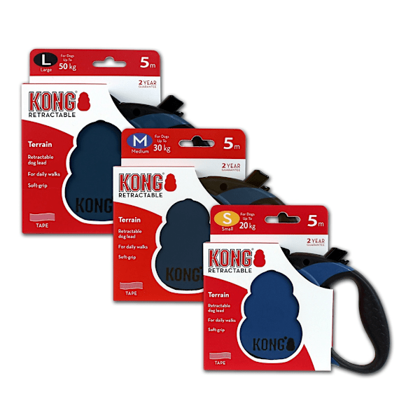 KONG infällbart koppel Terrängblå L (5m/50kg)