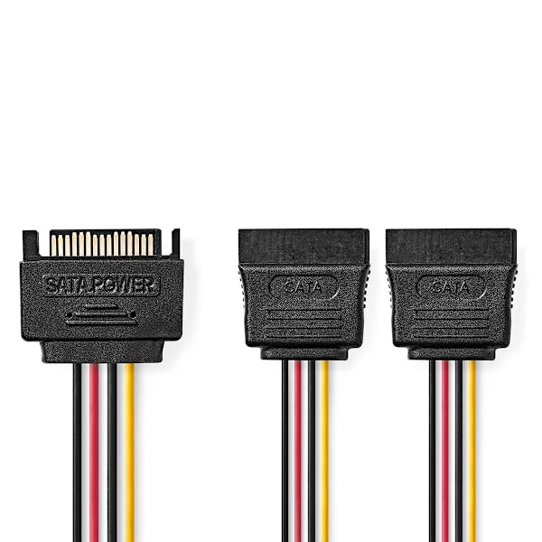 Sisäinen Virtakaapeli | SATA 15-Pin uros | 2x SATA 15-Pin naaras | Kullattu | 0.15 m | Pyöreä | PVC | Monivärinen | Laatikko
