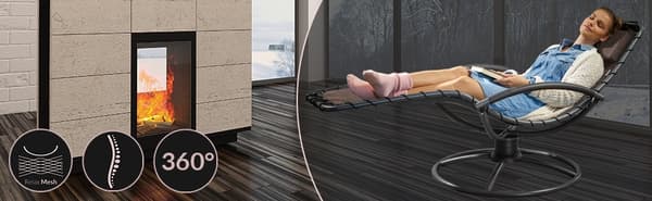 Relaxlounge med gungfunktion, ergonomisk design
