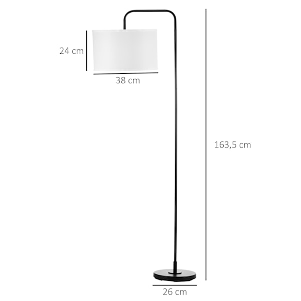 Olohuoneen lattiavalaisin modernia mustaa metallia varjostimella ja 180 cm kaapelilla - 64 x 38 x 163,5 cm Aosom