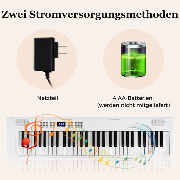Hopfällbart elektroniskt keyboard med 61 tangenter, MIDI och split