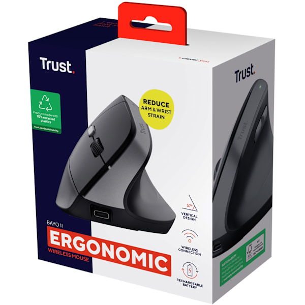 Bayo II trådløs ergonomisk mus sort