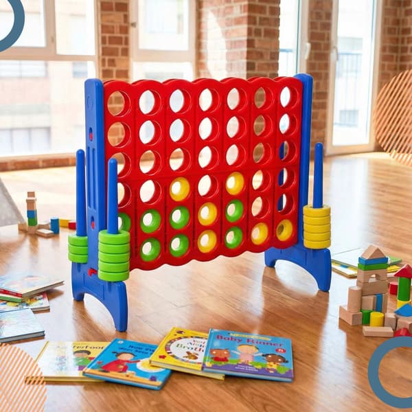 XXL Connect Four-spel – Röd & Blå, Utomhus, Plast