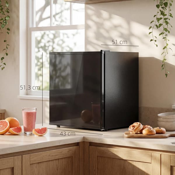 Minikøleskab 44L, justerbar termostat, sort