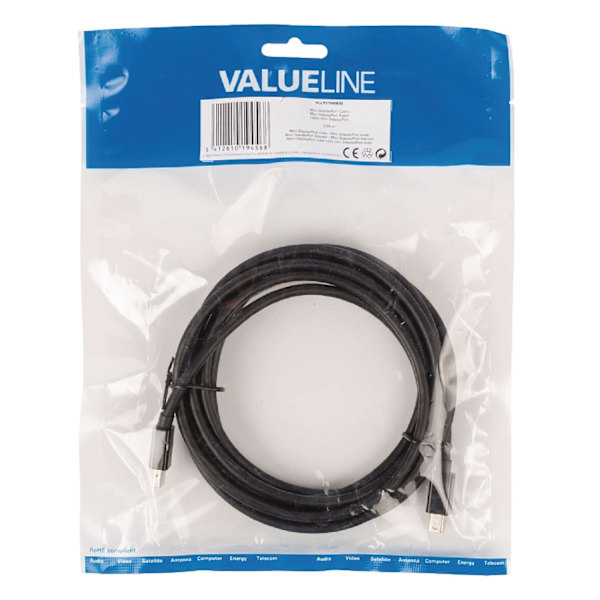Mini Displayport-Kabel Mini DisplayPort-hane - Mini DisplayPort-hane 3.00 m Svart