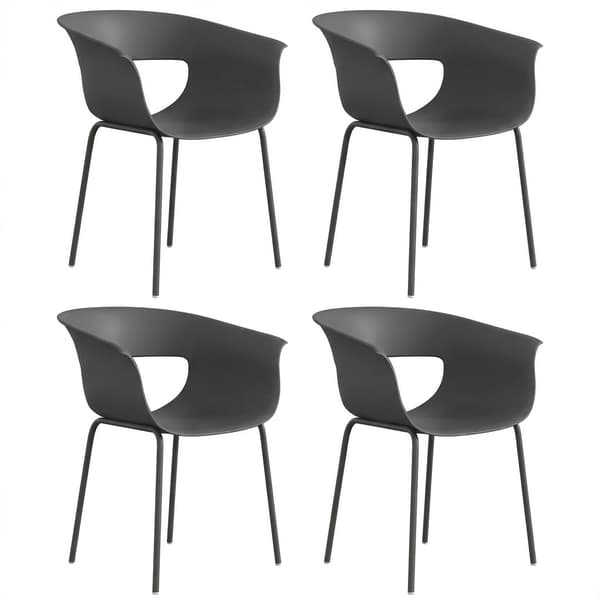 Udendørs balkonstole sæt med 4, ergonomiske, mørkegrå