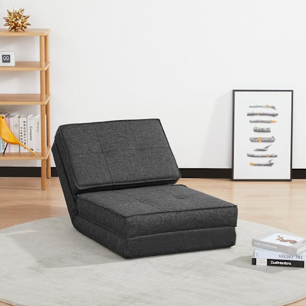 Gulvsofa foldbar lænestol gulvstol 5-trins justerbar foldbar lænestol sovesofa enkelt sofa mørkegrå 61 x 73 x 58 cm |