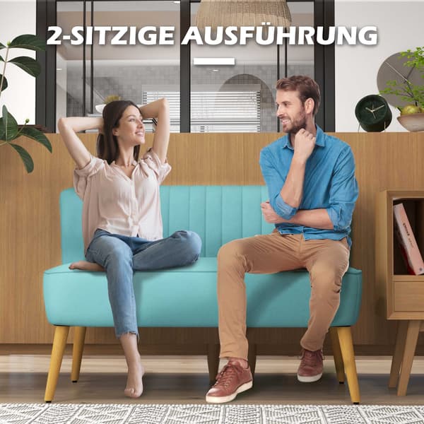 2-sits retrosoffa, träben, 117x56,5x77 cm, grön