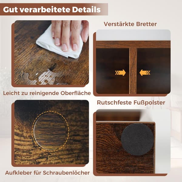 7-kubisk bogreol, lodret eller vandret, rustik brun