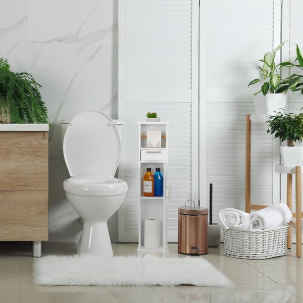 Toiletskab med opbevaring og papirholder