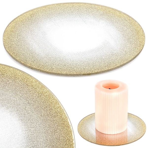 Stander til dekorative lyskompositioner, spejlglas, glitter, 15 cm