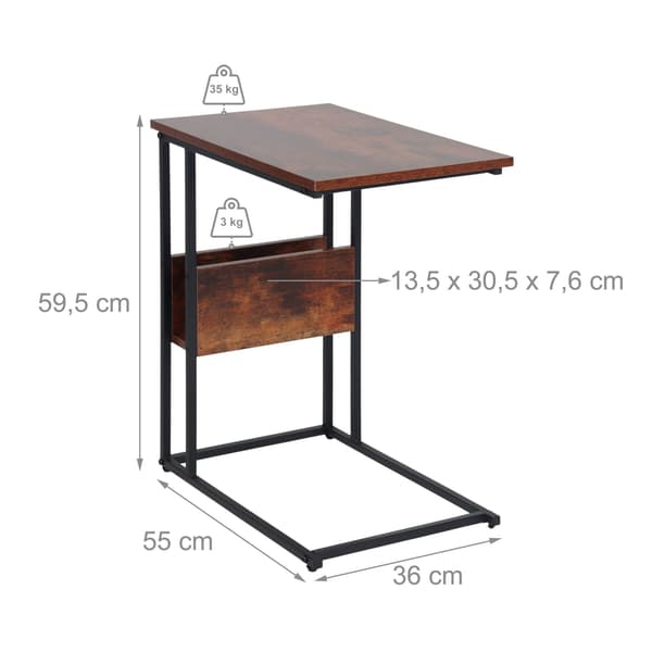 Sidebord med hylde og rum – Træ og metal