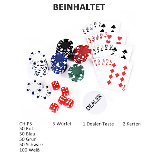 Poker Case Setti 300 Pelimerkkiä 2 Korttipeliä 5 Noppaa Alumiinikoteloa Polystyreeniä Casino Nights 38X20.5X6.5Cm