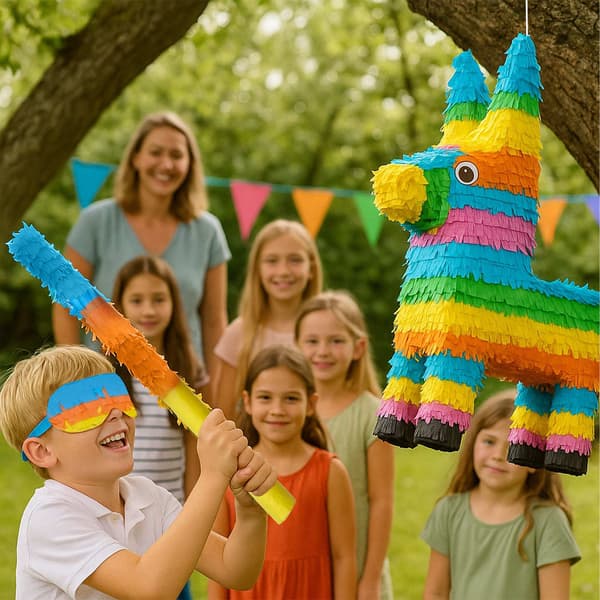 Æsel Piñata-sæt med flagermus og maske til fester
