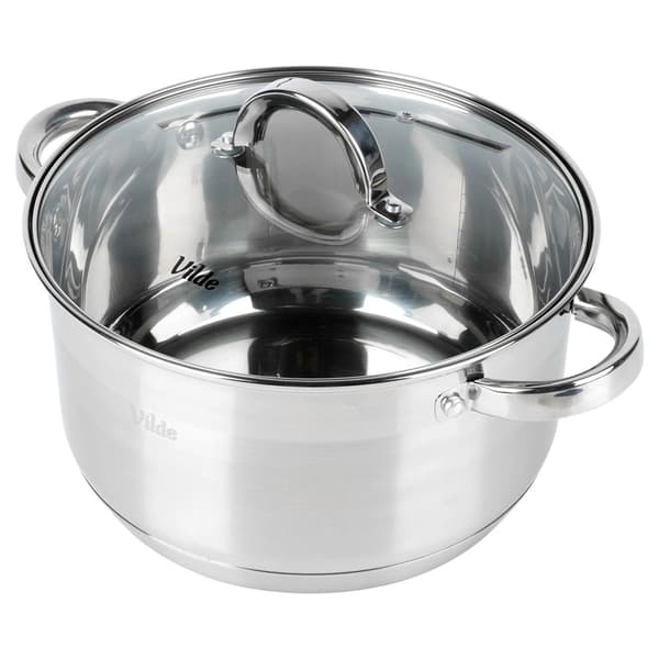Rostfri kastrull med glaslock, 24 cm, 5,8 l