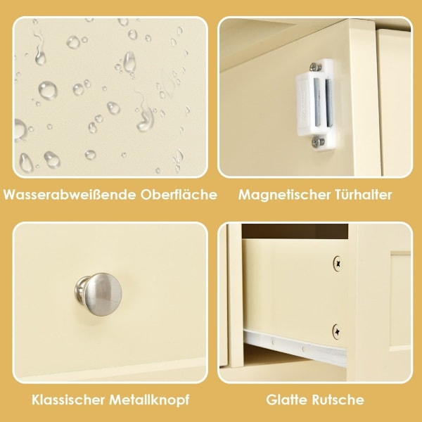 Konsolbord gangbord med 2 skuffer og skabe buffetbord sidebord træ hvid