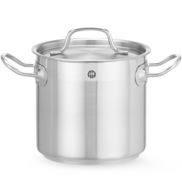 Profi Line høj gryde med låg, Sandwichbund, 95 l, dia. 500 x 500 mm - Hendi 833025