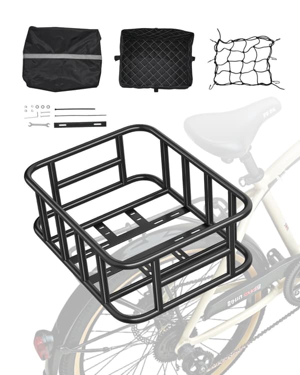 Cykelkorg bak, Medium, Lastnät, Innerfoder, Regnskydd