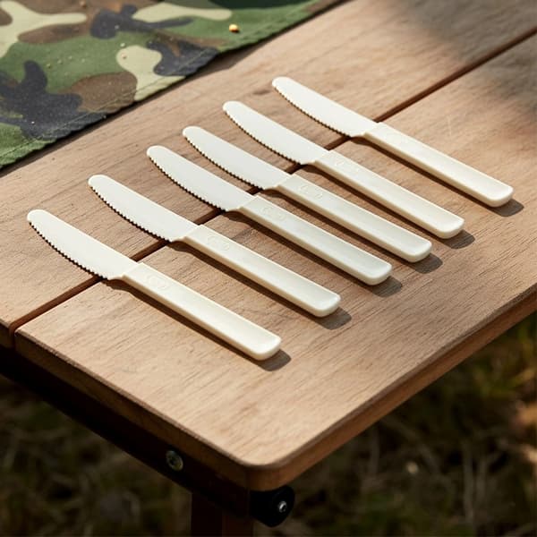 Plastknivar, Creme, Set om 6, 17,5 cm