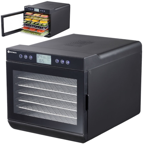 Fødevaretørrer til grøntsager frugt svampe urter fisk 7 stativer 500 W 230 V - Hendi 229064
