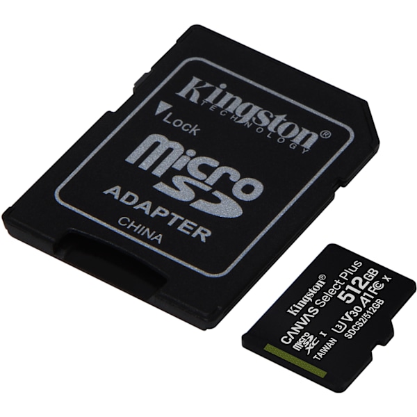 Kingston 512 GB microSD Canvas Select Plus UHS-I Speed ​​​​Class 1 (U1) - hukommelseskort