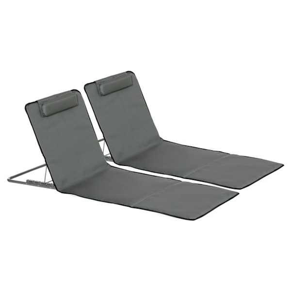 Set med 2 hopfällbara strandmattor med justerbart ryggstöd i 5 lägen, justerbart nackstöd, Oxford-tyg, inklusive bärväska, mått 124L x 53W x 35-45H cm