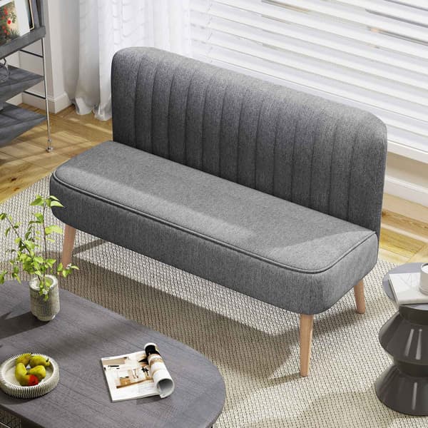 2-personers sofa, linnedlook, træstel, 117 cm, grå