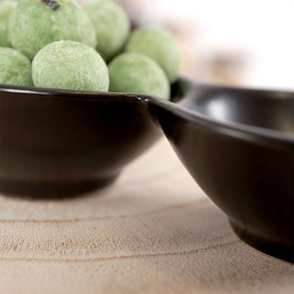 Skål til snacks i sort porcelæn, 4-delt til dyppesovs