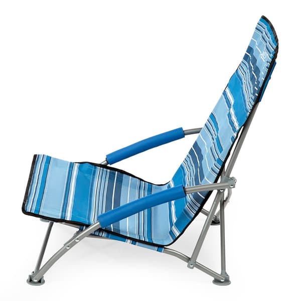 Strandstol, blå-hvid, foldbar, letvægts