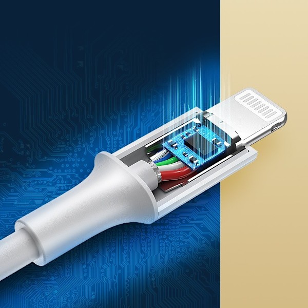 Kabel för iPhone MFi USB-C - Lightning 20W 3A 1m vit