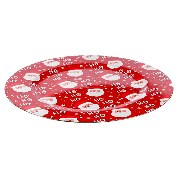 Joulunpunainen pyöreä matto 33 cm joulupukkikuviolla