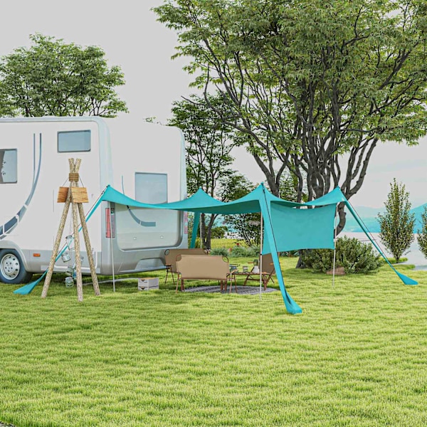 Sun Canopy Vedenpitävä Markiisi 3X3X2M Terästankoilla, Lapio Ja Kantolaukku, Retkeilyyn, Matkustamiseen, Piknikille