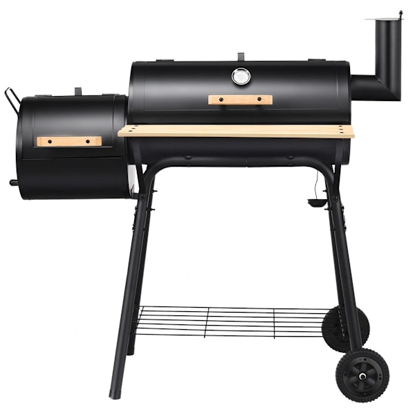 BBQ hiiligrilli pyörillä grillivaunu kannella ulkogrilli 115 x 65 x 108 cm musta